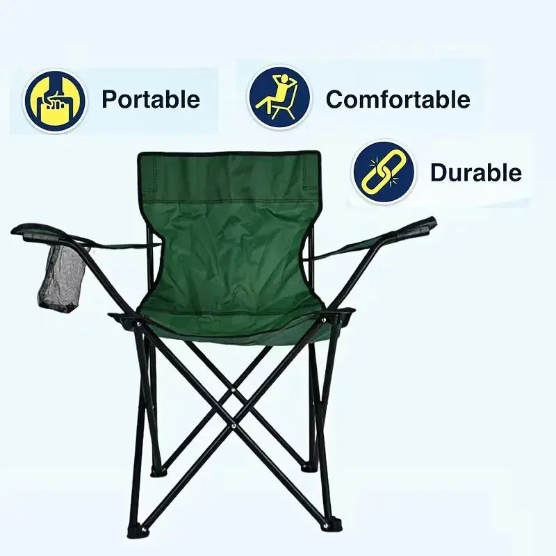 Portable Folding Camping Chair with Lumbar Support and Cup Holder Scrollcart Qatar 