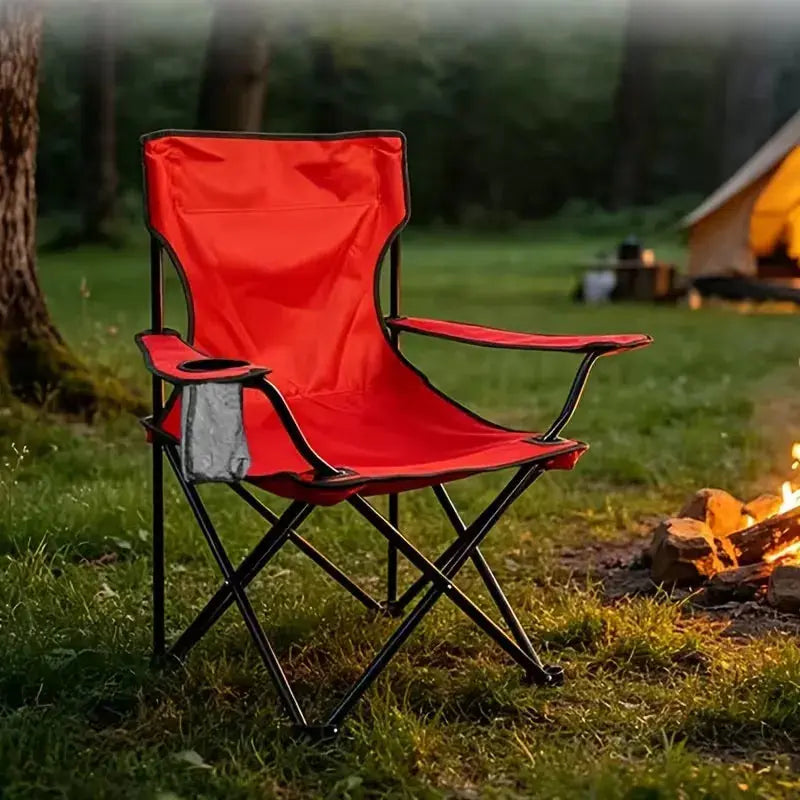 Portable Folding Camping Chair with Lumbar Support and Cup Holder Scrollcart Qatar 