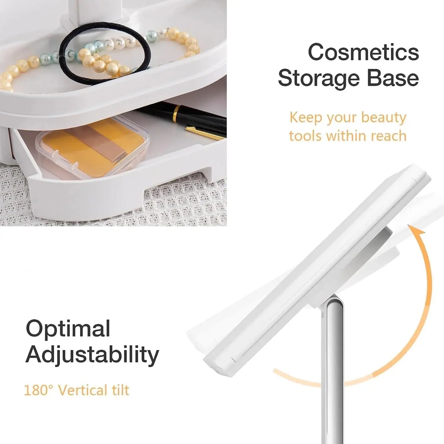 Portable Folding Makeup Mirror with LED Lights & Storage Scrollcart Qatar 