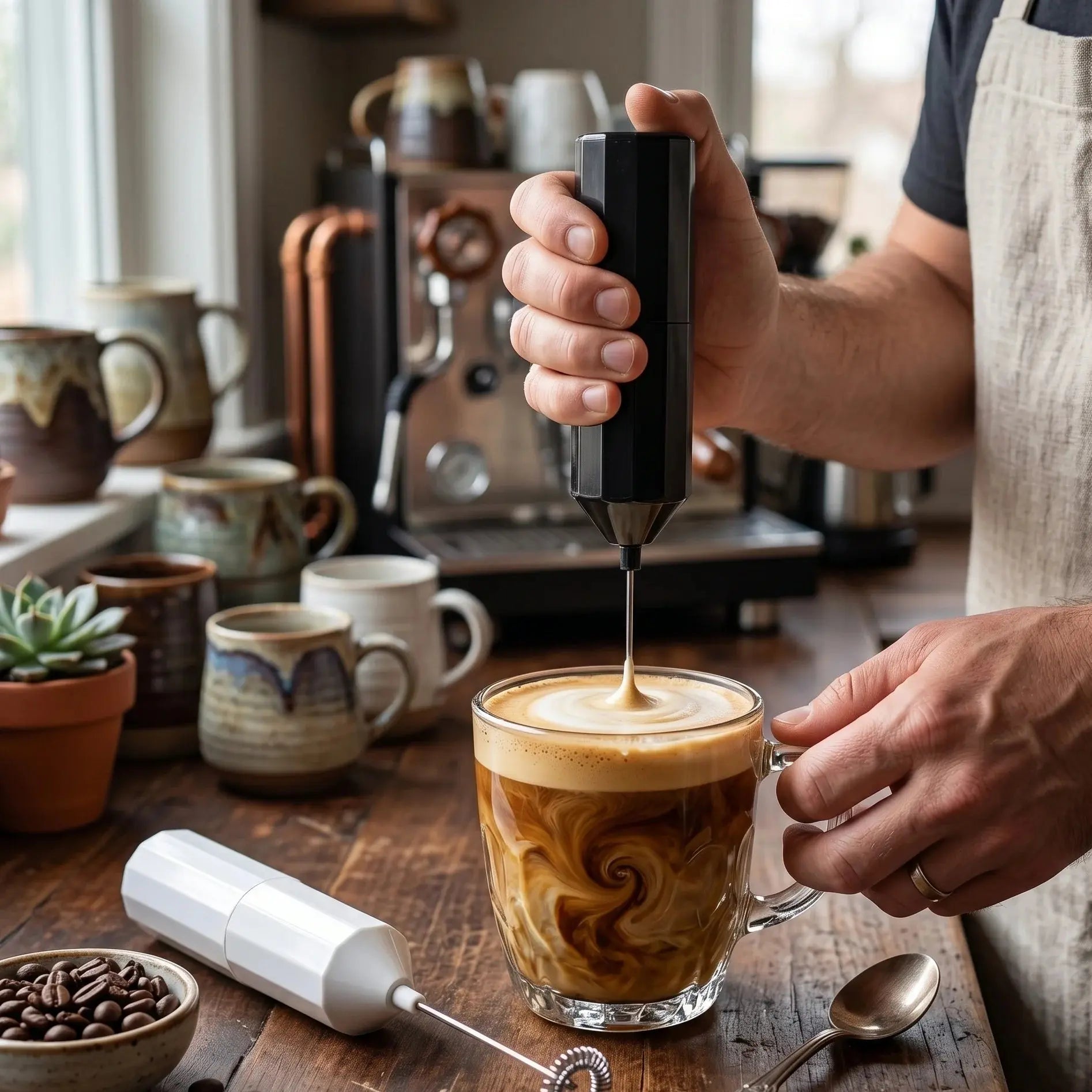 Portable Handheld Electric Milk Frother & Coffee Blender Scrollcart Qatar 