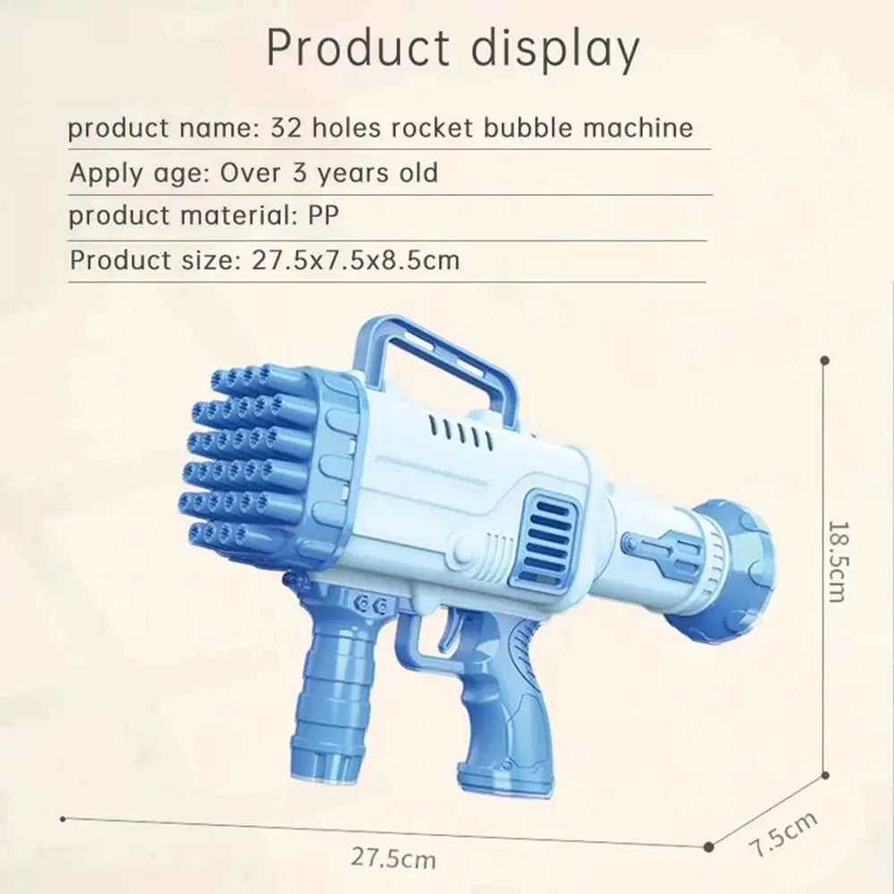 Portable Large-Capacity 32-Hole Bazooka Bubble Gun Toy 