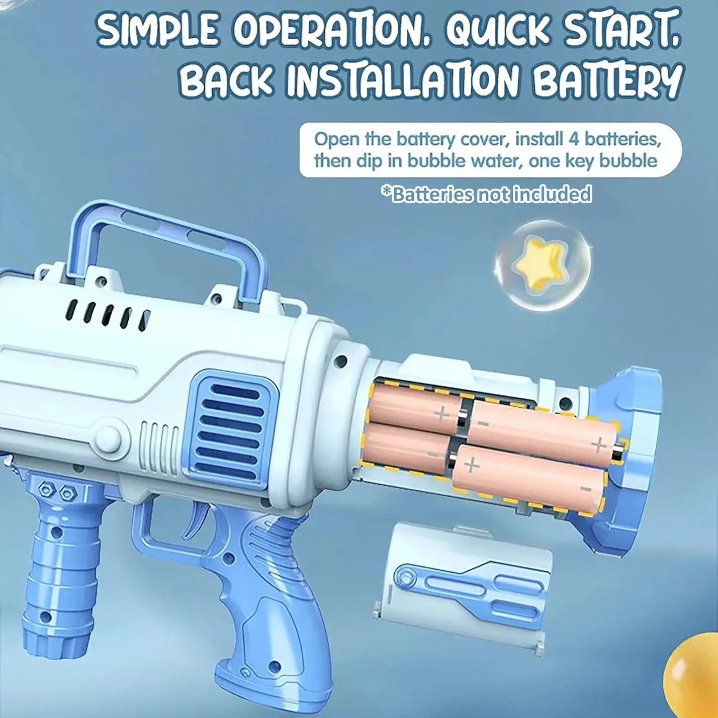 Portable Large-Capacity 32-Hole Bazooka Bubble Gun Toy 