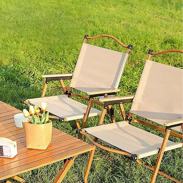 Portable Outdoor Camping Folding Chair, Kermit Chair with Wooden Handle Scrollcart Qatar 