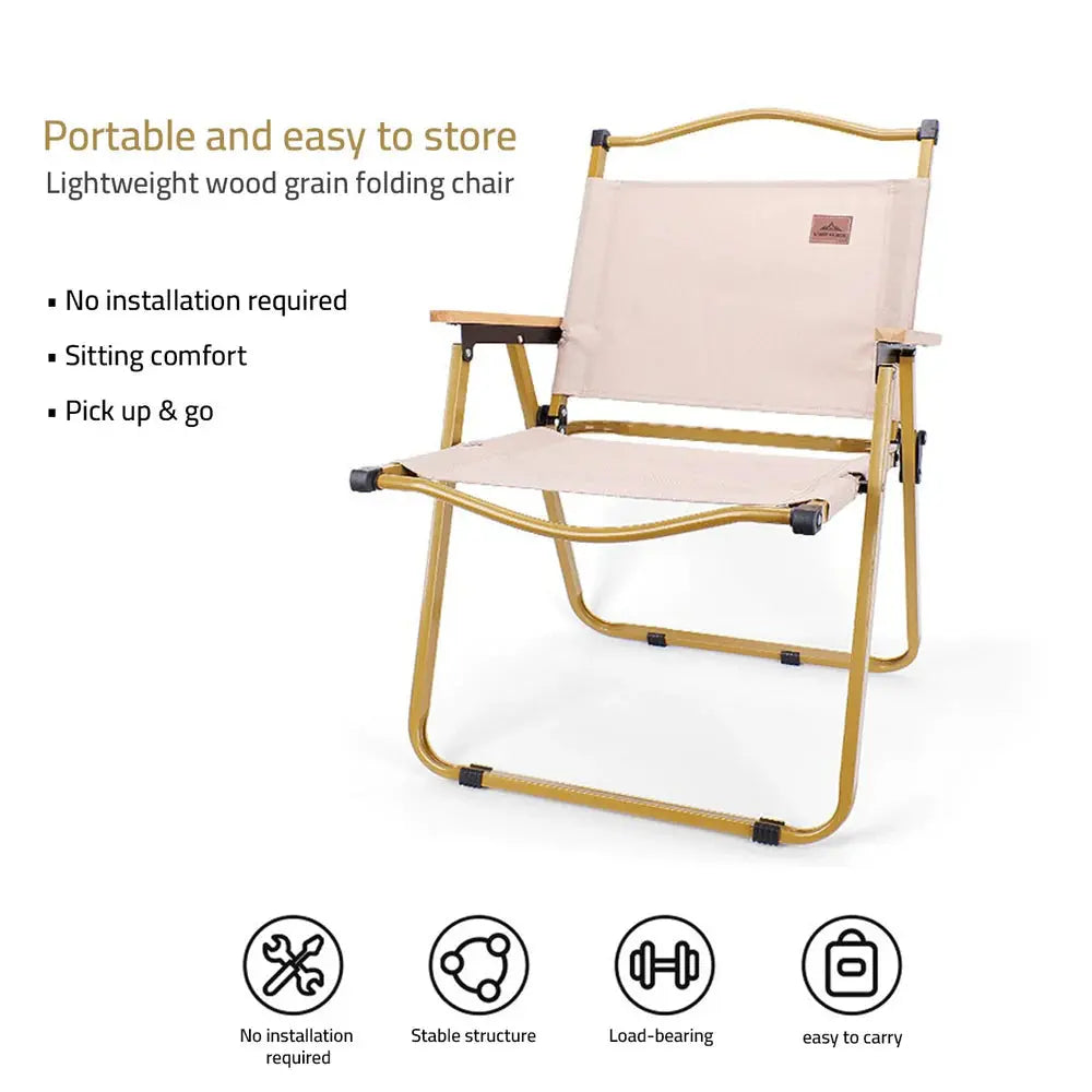 Portable Outdoor Camping Folding Chair, Kermit Chair with Wooden Handle Scrollcart Qatar 
