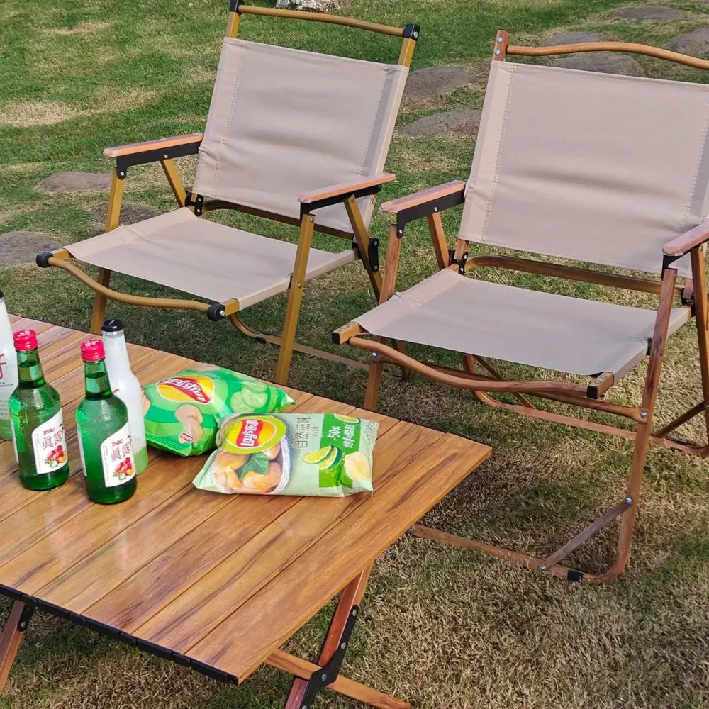 Portable Outdoor Camping Folding Chair, Kermit Chair with Wooden Handle Scrollcart Qatar 