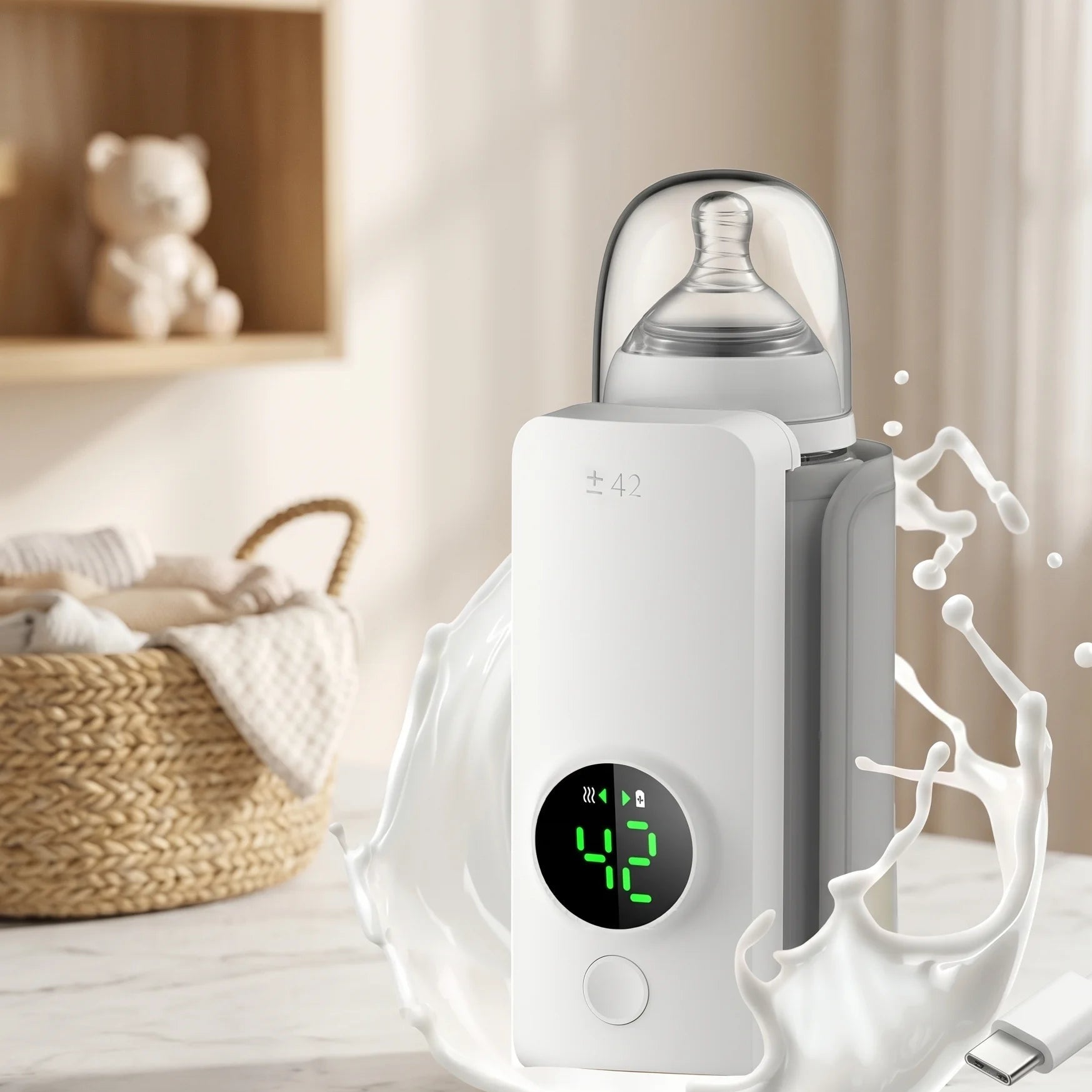 Portable Rechargeable Baby Bottle Warmer with LCD Display Scrollcart Qatar 