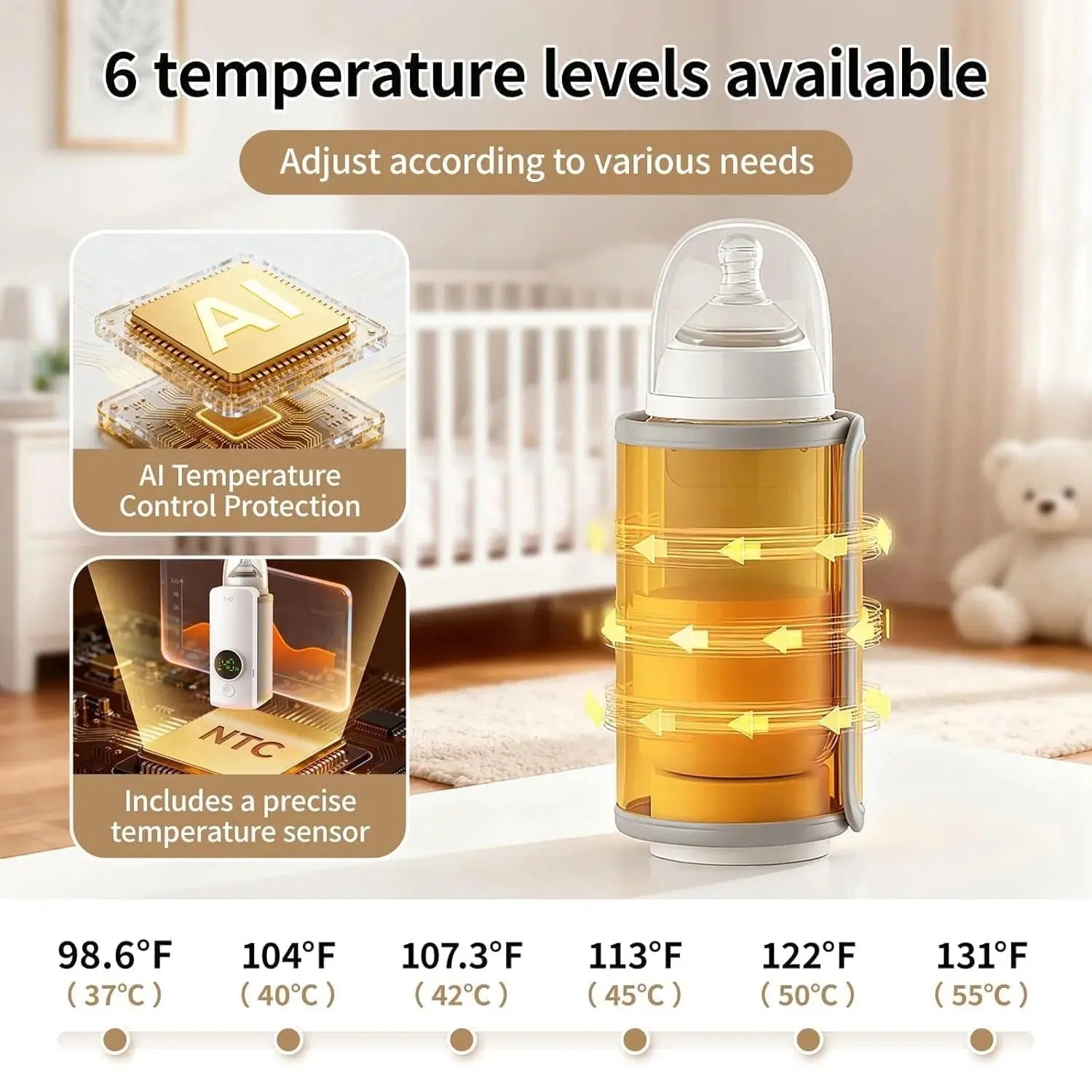Portable Rechargeable Baby Bottle Warmer with LCD Display Scrollcart Qatar 