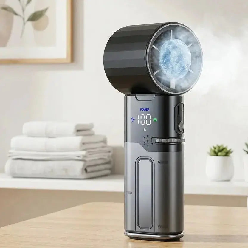 Portable Rechargeable Turbo Fan- Ice Cooling Handheld Fan