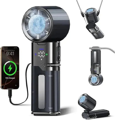 Portable Rechargeable Turbo Fan- Ice Cooling Handheld Fan