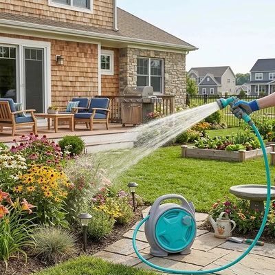 Portable Retractable Garden Hose Reel Cart with Spray Gun Scrollcart Qatar 