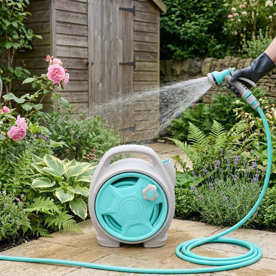 Portable Retractable Garden Hose Reel Cart with Spray Gun Scrollcart Qatar 