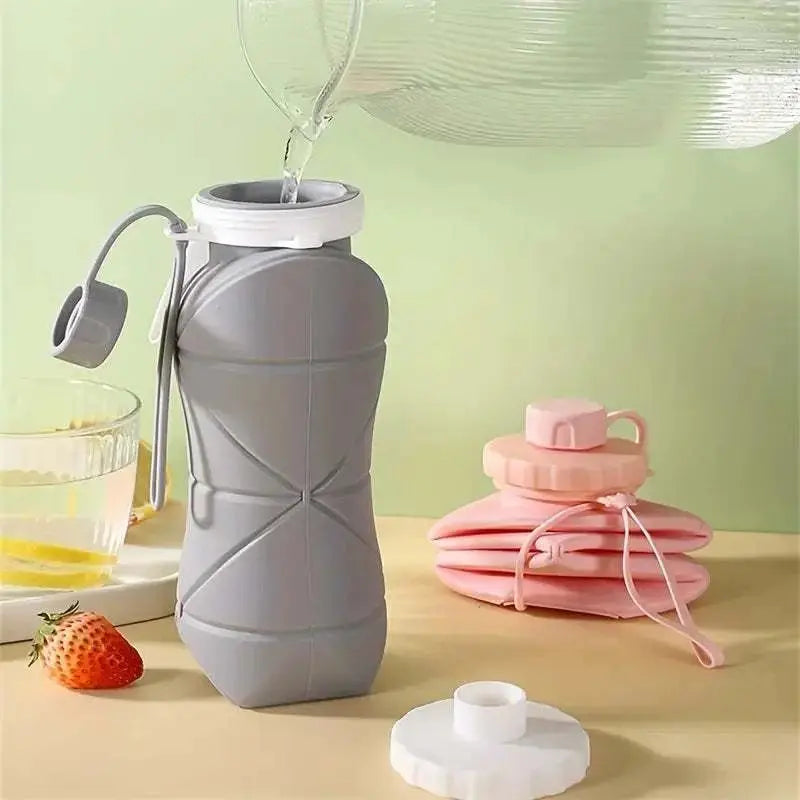 Foldable Silicone Water Bottle 600ml with High Temperature Resistance