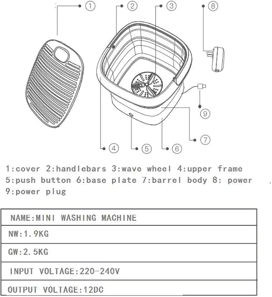 Portable Mini Folding Washing Machine for Compact Spaces and Travel qatar