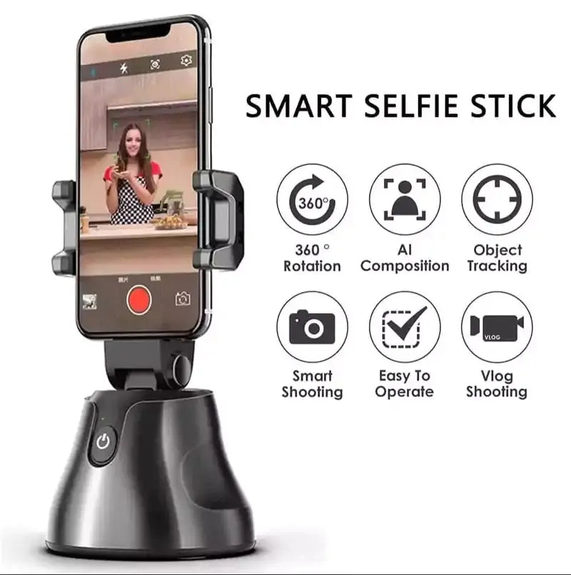 Portable Smart Selfie Stick, 360° Face Tracking for iPhone & Android