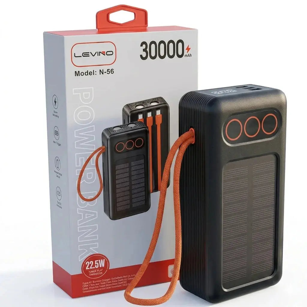Power Bank 30000mAh Solar Fast Charging USB-C Portable Scrollcart Qatar 