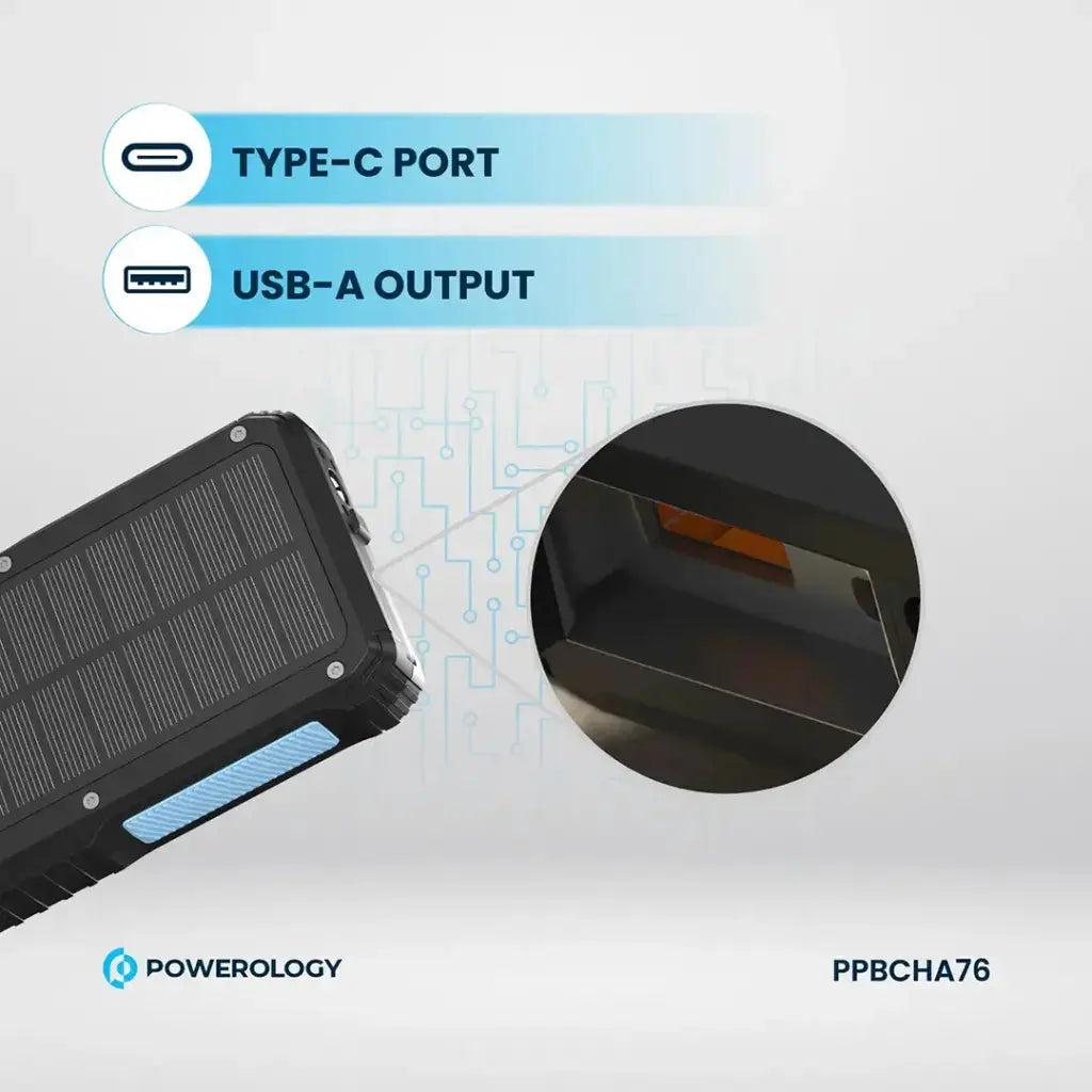 Powerology 20000mAh Solar Power Bank – Fast Charger Qatar