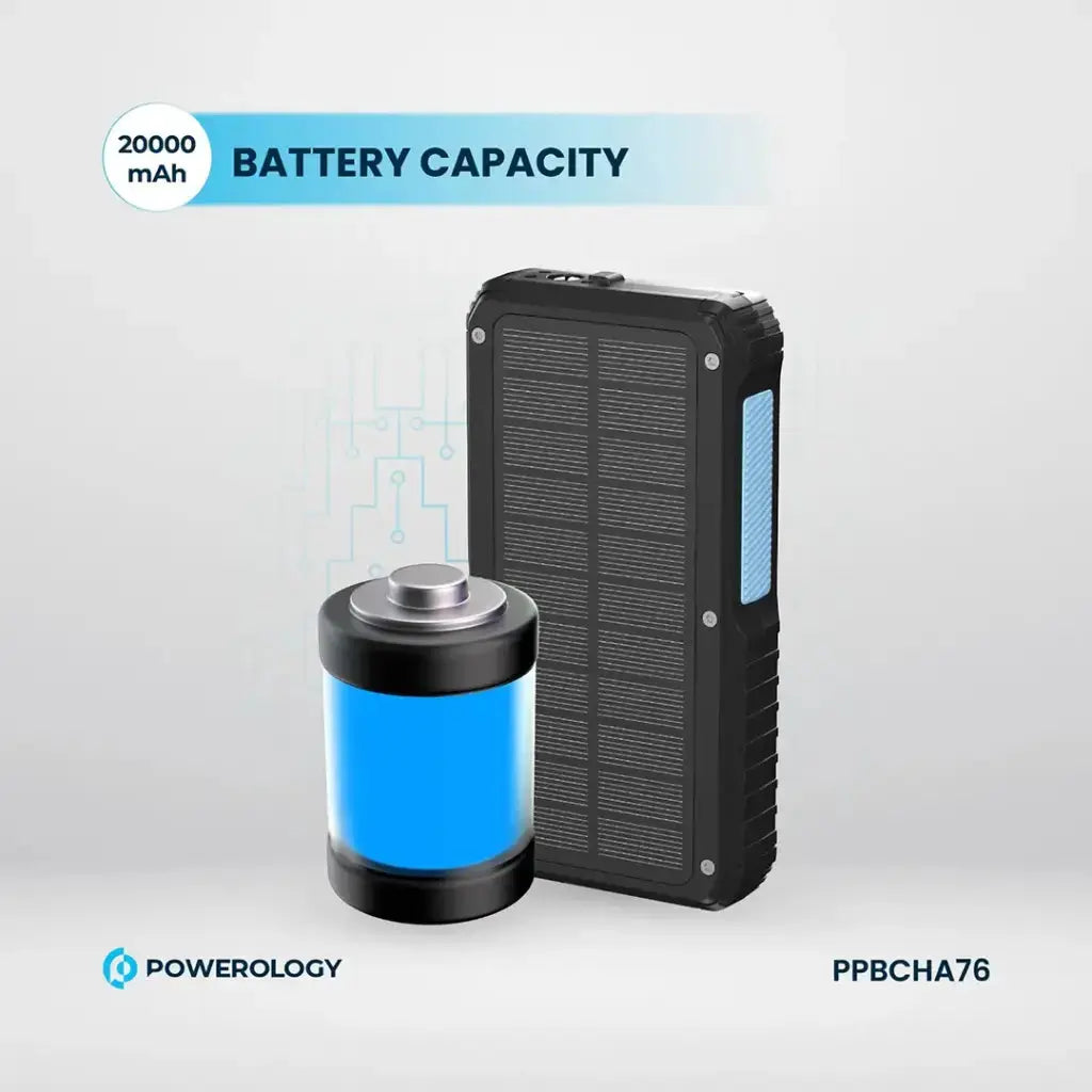 Powerology 20000mAh Solar Power Bank – Fast Charger Qatar