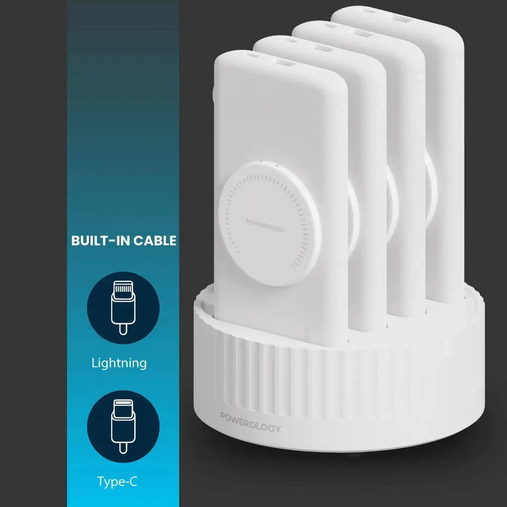 Powerology 4 in 1 10000mAh PD wireless power bank charging station with MagSafe in Doha Qatar