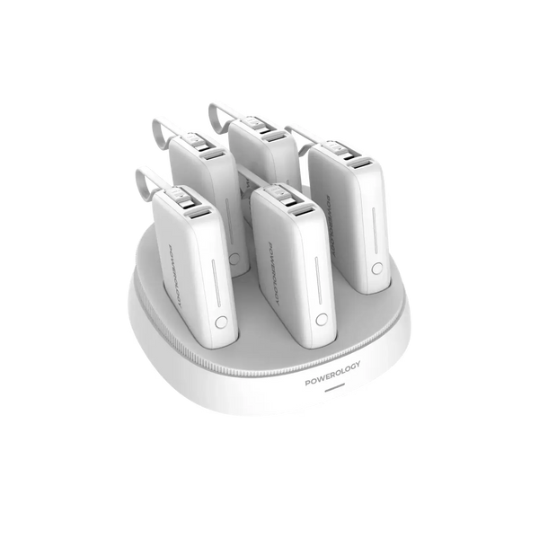 Powerology 5 in 1 10000mAh power bank station 50W PD fast charging white in Doha Qatar