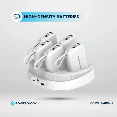 Powerology 5 in 1 10000mAh power bank station 50W PD fast charging white in Doha Qatar