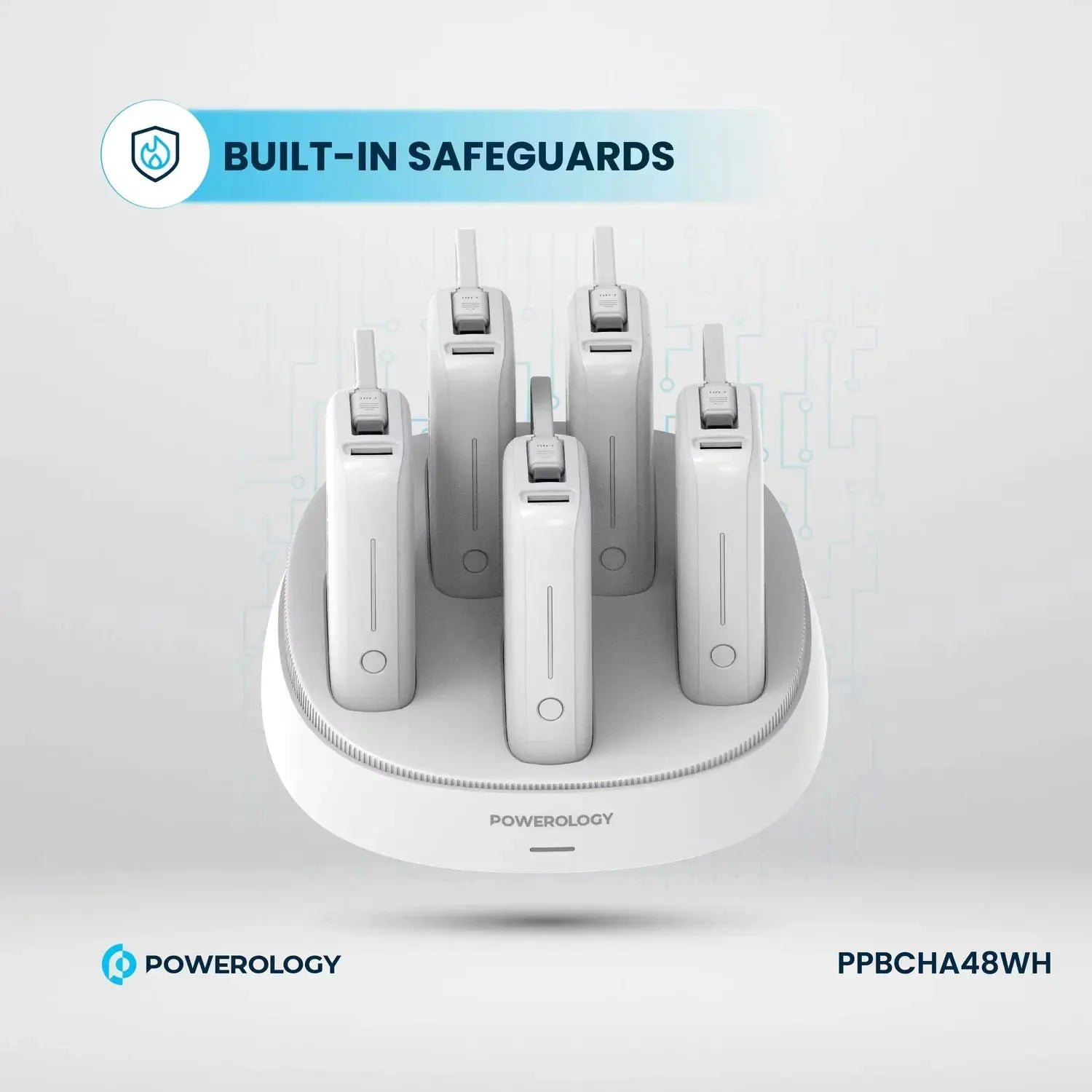 Powerology 5 in 1 10000mAh power bank station 50W PD fast charging white in Doha Qatar