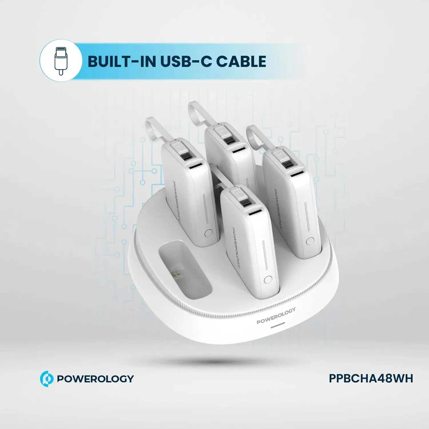 Powerology 5 in 1 10000mAh power bank station 50W PD fast charging white in Doha Qatar