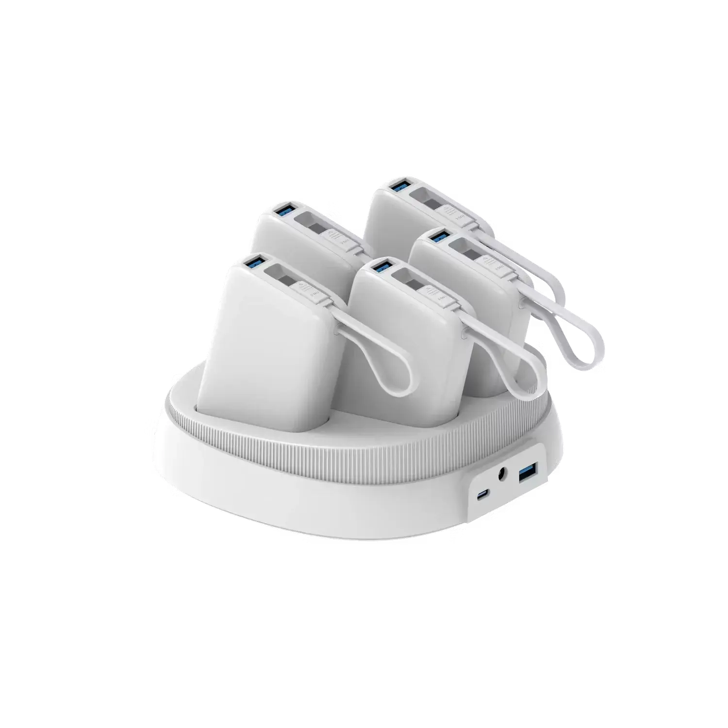 Powerology 5 in 1 10000mAh power bank station 50W PD fast charging white in Doha Qatar