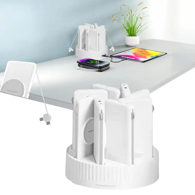 Powerology 8 in 1 10000mAh PD 120W wireless power bank charging station white in Doha Qatar