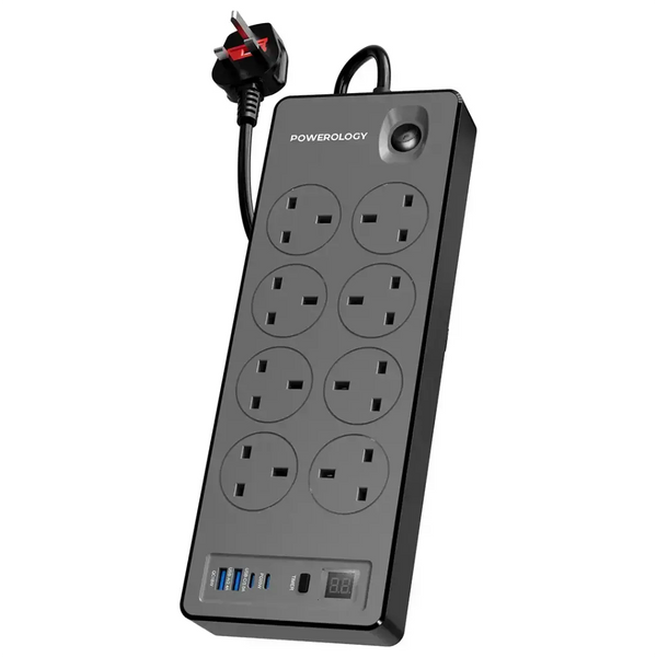 Powerology 8AC 2990W power strip PD 20W fast charging extension socket in Doha Qatar