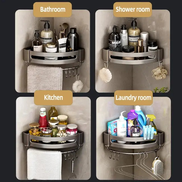 Bathroom Corner Shelf: Wall Mounted, Soap Dish Shower Shelf Shampoo Holder. - Scrollcart Qatar