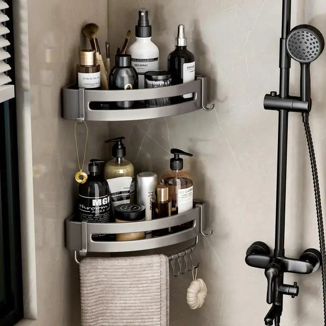 Bathroom Corner Shelf: Wall Mounted, Soap Dish Shower Shelf Shampoo Holder. - Scrollcart Qatar