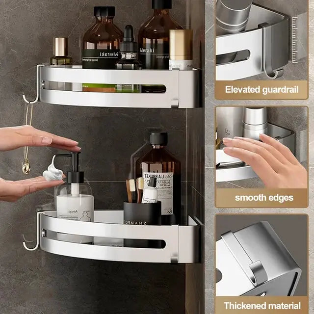 Bathroom Corner Shelf: Wall Mounted, Soap Dish Shower Shelf Shampoo Holder. - Scrollcart Qatar