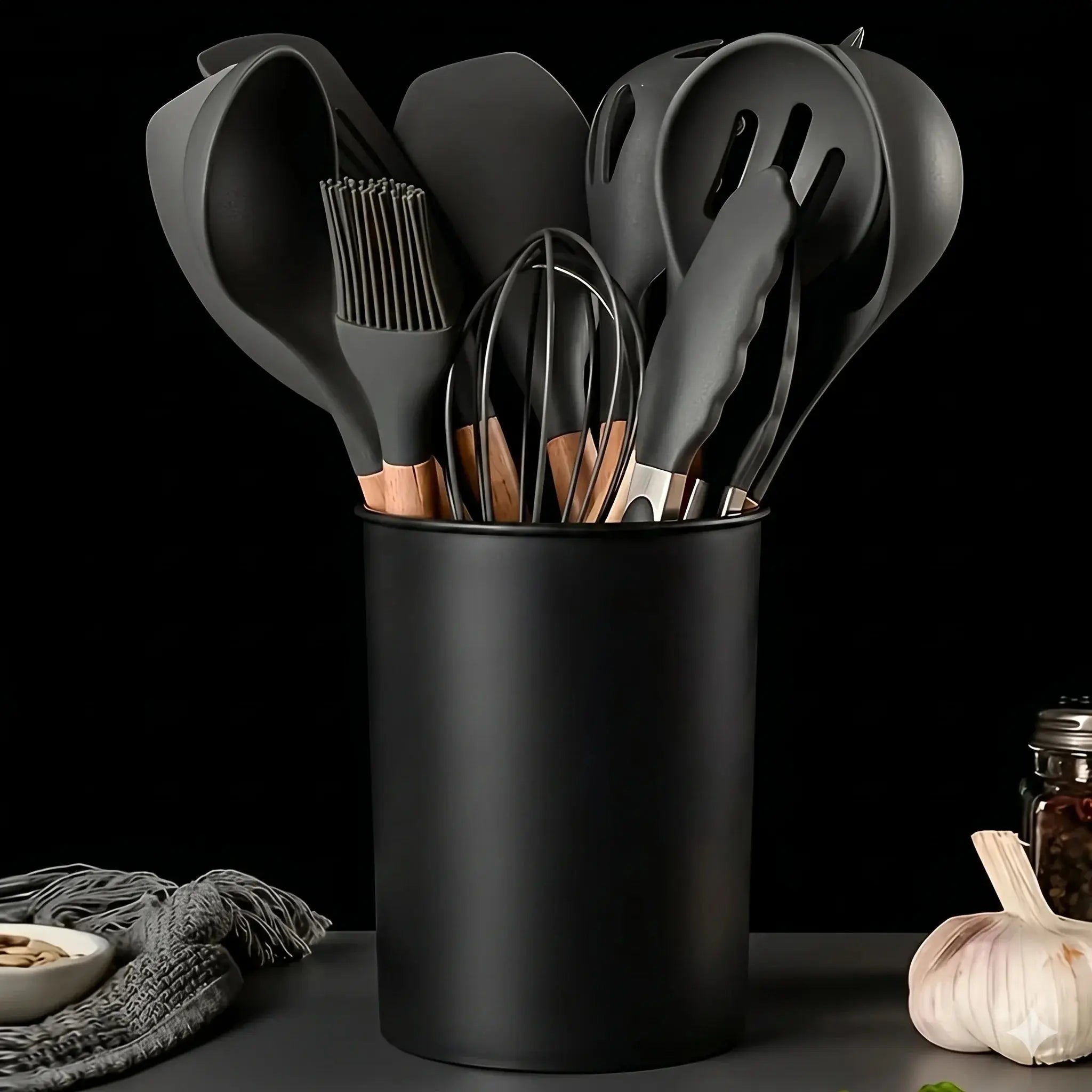 Premium 12-Piece Silicone Kitchen Utensil Set with Storage Holder Scrollcart Qatar 
