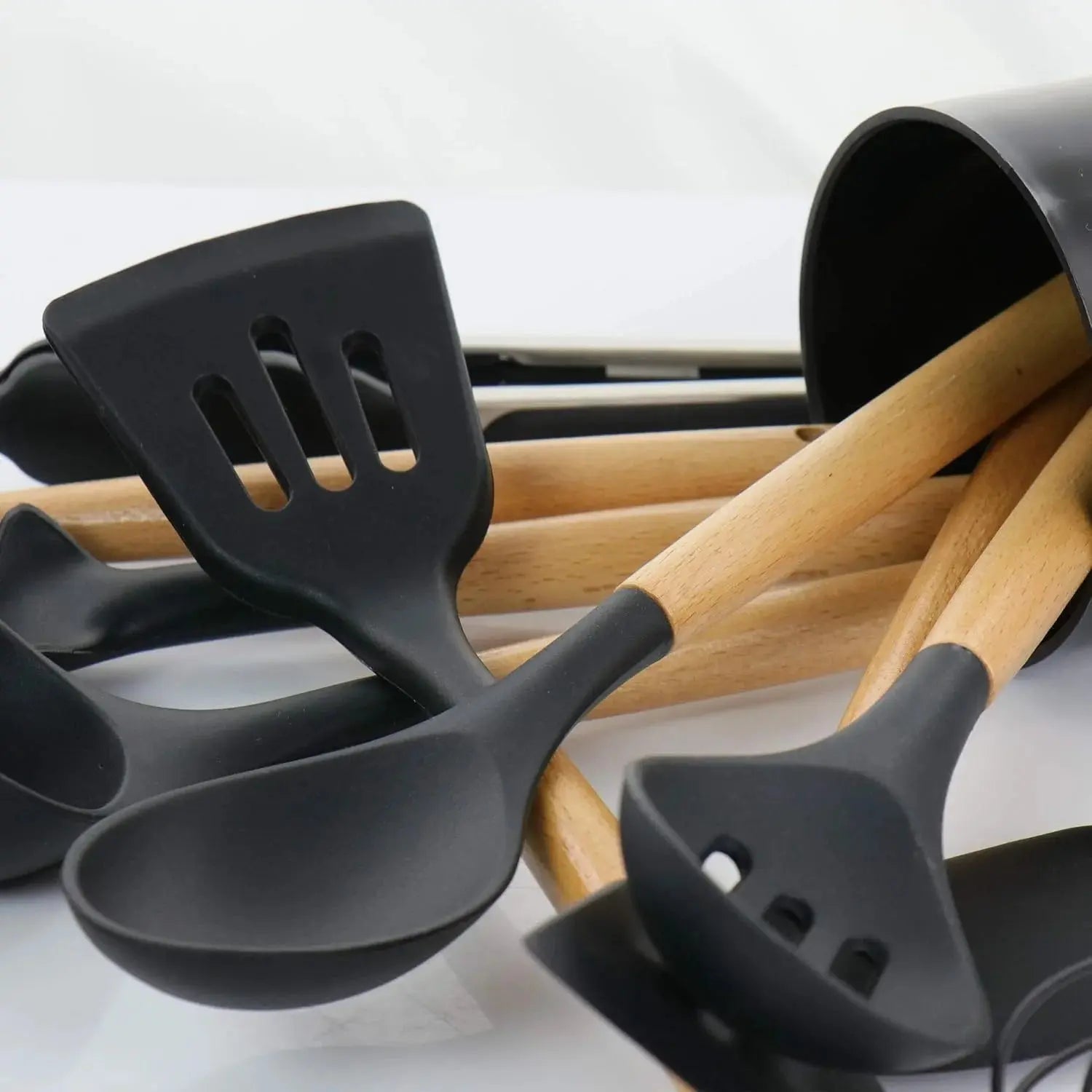 Premium 12-Piece Silicone Kitchen Utensil Set with Storage Holder Scrollcart Qatar 