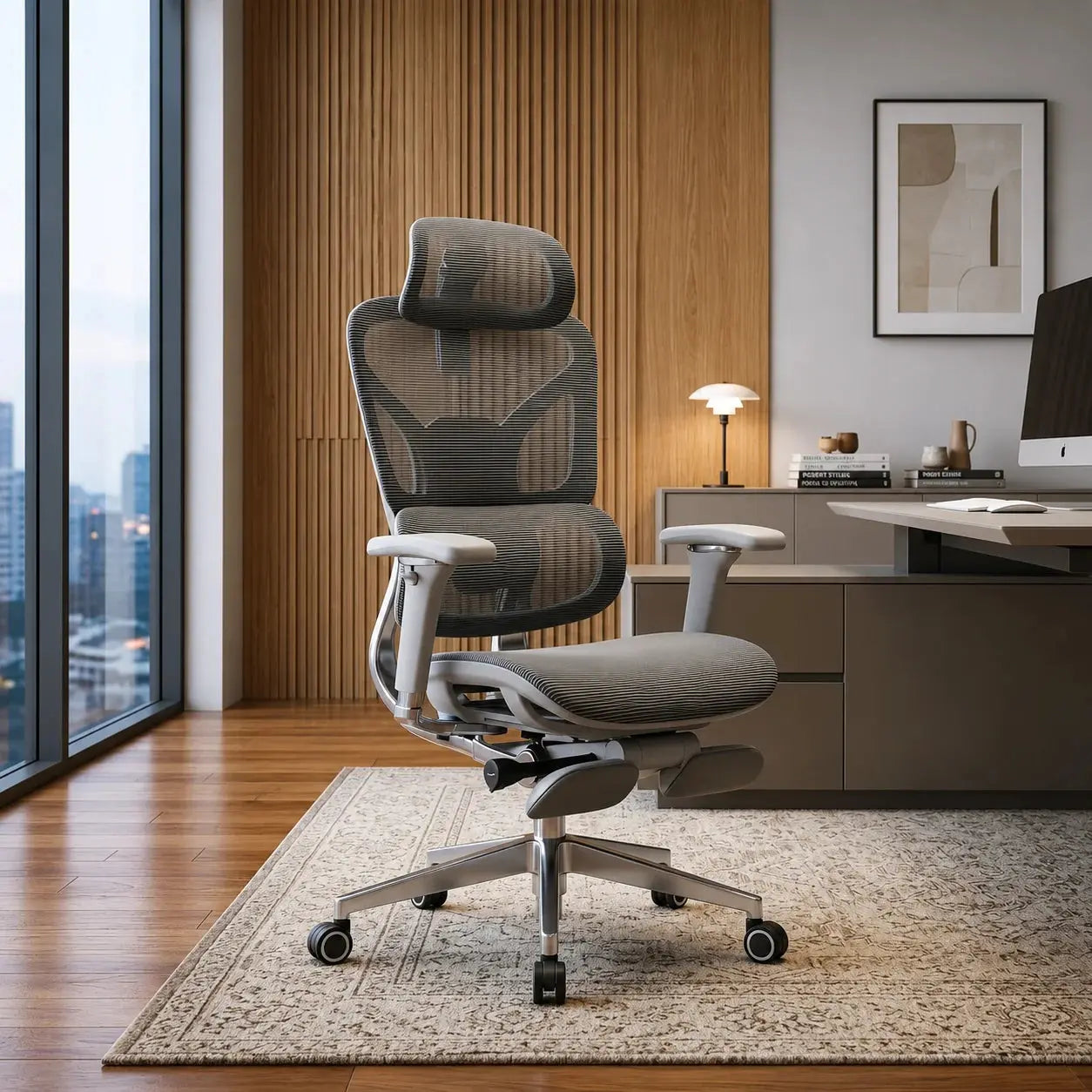 Premium Ergonomic Office Chair with Footrest, Adjustable Mesh Desk Chair Scrollcart Qatar 