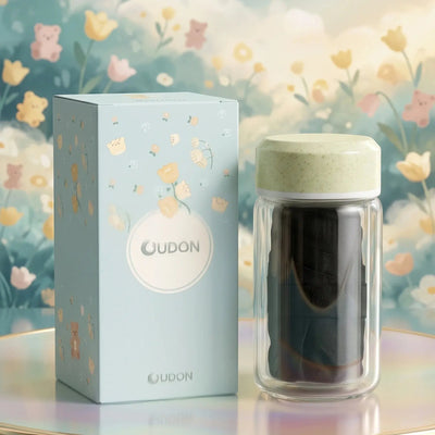 Premium Glass Mug with Infuser Lid & Protective Case Scrollcart Qatar 