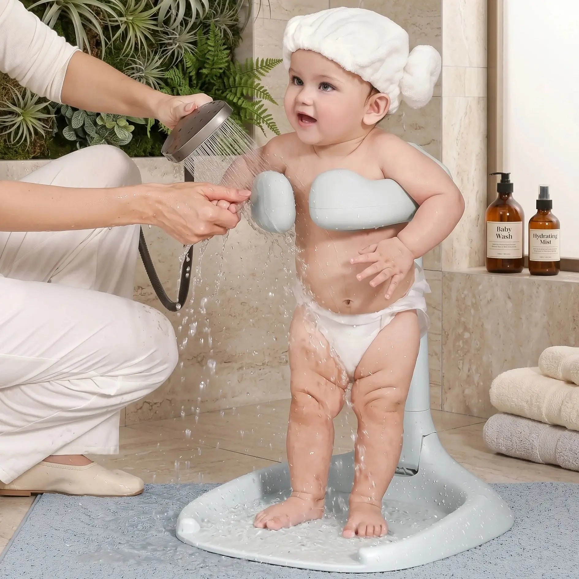 Premium Height Adjustable Foldable Baby Bath Stand with Anti-Slip Base Qstar 