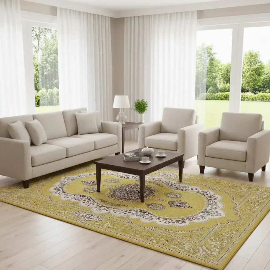 Premium Lynosse carpet 100x400 cm gold runner for hallway and majlis in Doha Qatar