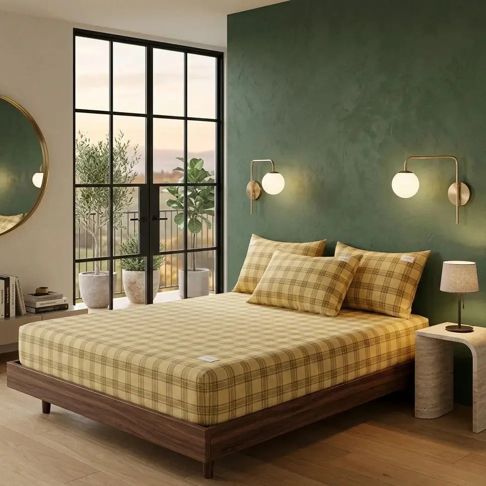 Premium Soft 100% cotton bed sheet with Two pillowcases Scrollcart Qatar 