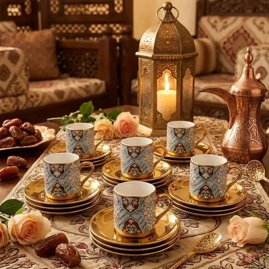 Printed Coffee Cup Set - Luxury Gold Tea Cups and Saucer Set Homemart trading 