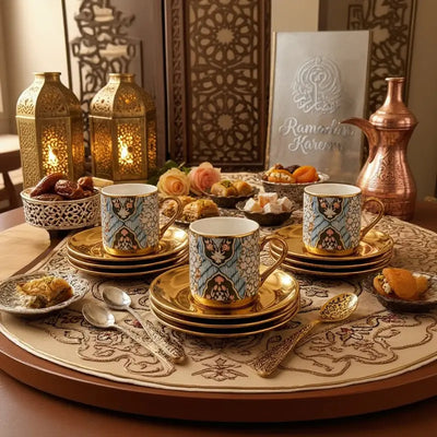 Printed Coffee Cup Set - Luxury Gold Tea Cups and Saucer Set Homemart trading 