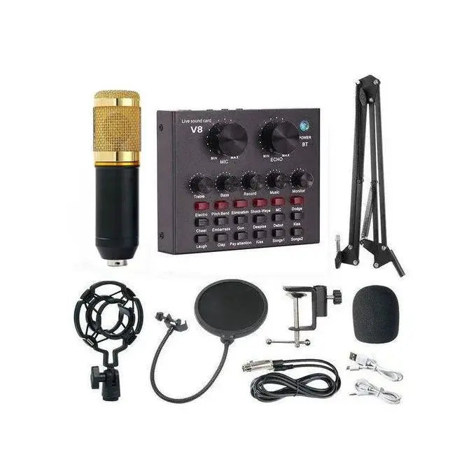 Professional Condenser Microphone with V8 Sound Card Kit Scrollcart Qatar 