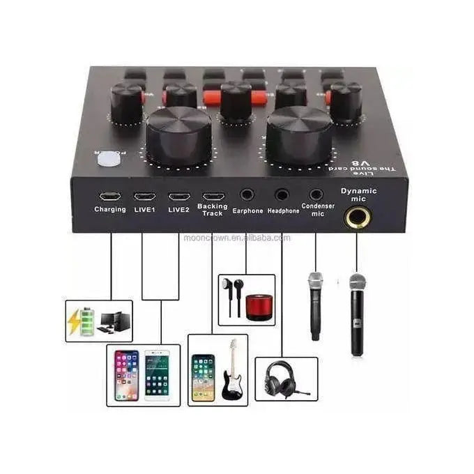 Professional Condenser Microphone with V8 Sound Card Kit Scrollcart Qatar 