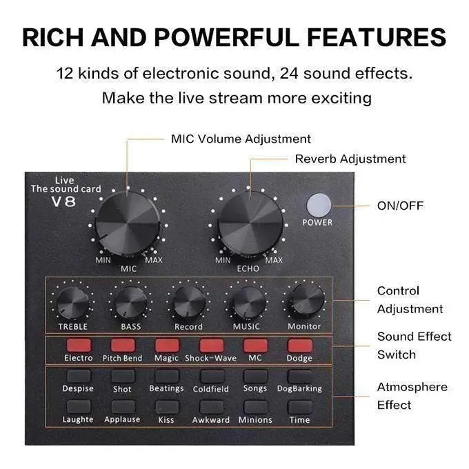 Professional Condenser Microphone with V8 Sound Card Kit Scrollcart Qatar 