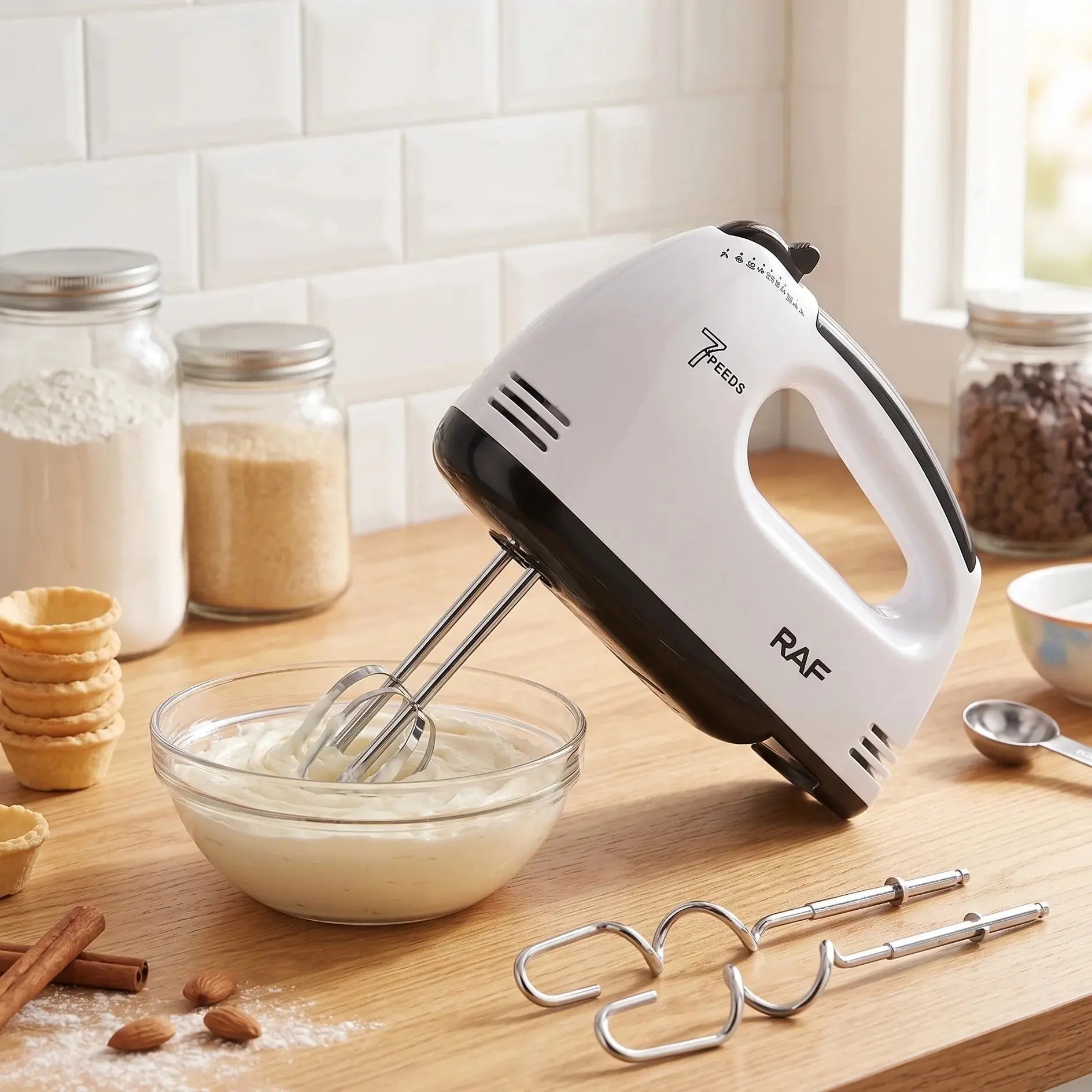 RAF 270W 7-Speed Electric Hand Mixer with Dough Hooks & Beaters Scrollcart Qatar 