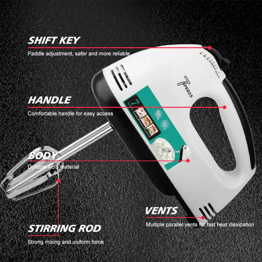 RAF 270W 7-Speed Electric Hand Mixer with Dough Hooks & Beaters Scrollcart Qatar 