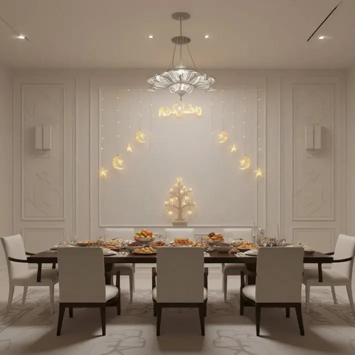 Ramadan Kareem Hanging LED Moon & Star Lights Doha Qatar 