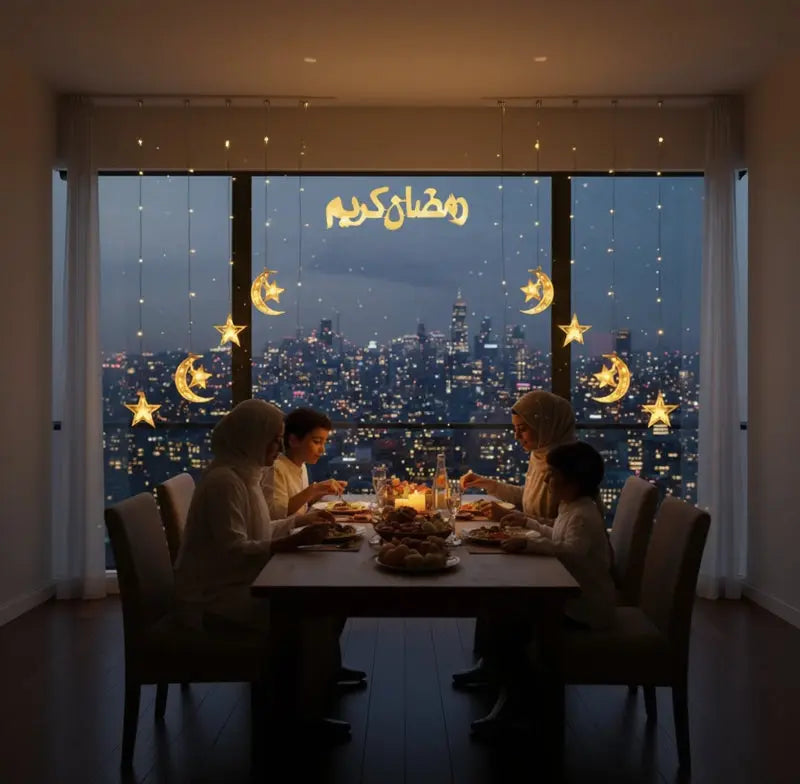 Ramadan Kareem Hanging LED Moon & Star Lights Doha Qatar 