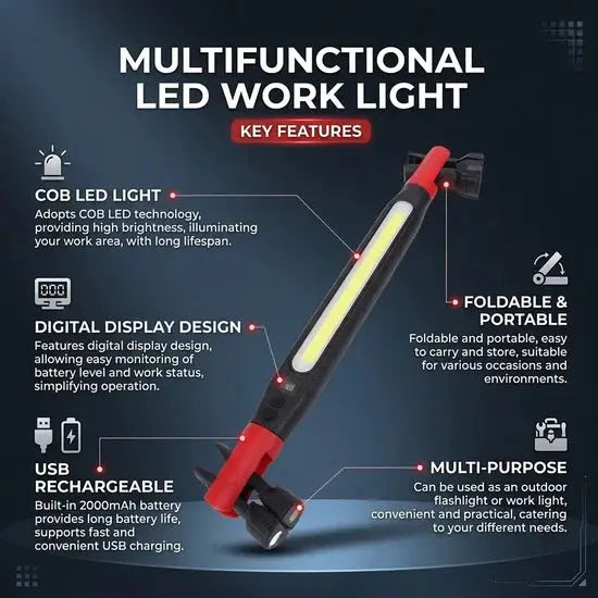 Rechargeable COB LED Work Light 2000mAh with Digital Display Scrollcart Qatar 