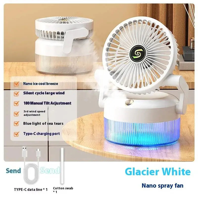Rechargeable Desktop Humidifier & Folding Misting Fan Scrollcart Qatar 